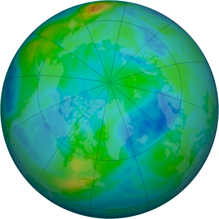 Arctic ozone map for 13 October 1988